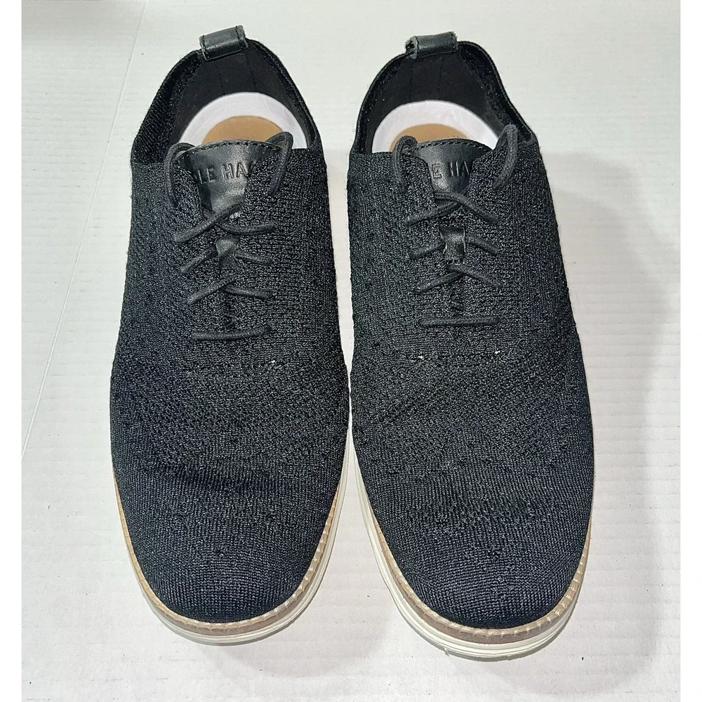 Cole Haan Original Grand Shoes Men's 8.5‎ Black Knit Wingtip Stitchlite C27959